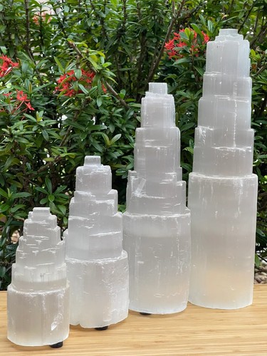 Selenite skyscraper lamp - selenite, lamp,