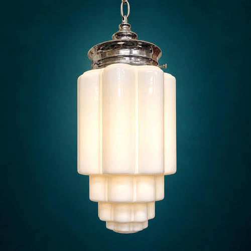 Art deco skyscraper milk glass - art,